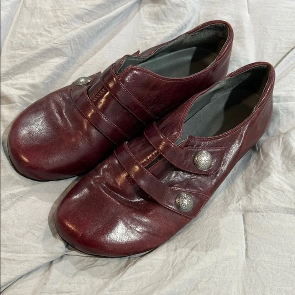 Red Leather Loafers with Vintage Charm and Sturdy Sole